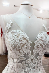 Long A-line Sweetheart Tulle Open Back Wedding Dresses