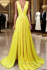 Long Chiffon V-Neck Split Bridesmaid Dresses