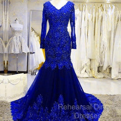 Long Mermaid Sequin Beaded Green Semi Formal Prom Dresses With Sleeves Lace Evening Dress