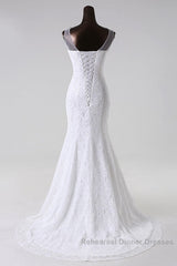 Long Scoop Lace Mermaid Wedding Dresses Bridal Dress