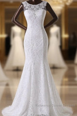 Long Scoop Lace Mermaid Wedding Dresses Bridal Dress