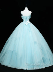 Lovely Blue Tulle Long Sweet 16 Dress, Blue Tulle Formal Dress Party Dress
