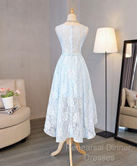 Lovely Light Blue Lace Party Dress , Blue Formal Dress
