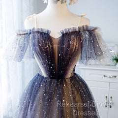 Lovely Tulle Offshoulder Short Semi Formal Prom Dresses, Lace Up Homecoming Dress