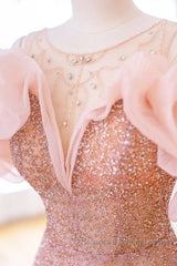 Luxurious A Line Off The Shoulder Pink Tulle Long Semi Formal Prom Dress