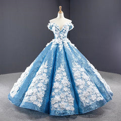 Luxurious Ball Gown Off-the-shoulder Appliques Sequin Prom Dresses