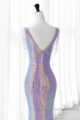 Luxurious Shiny Long Sequin Semi Formal Prom Dress