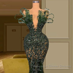 Luxury See Through Beaded Semi Formal Prom Dresses Bodycon Sexy Semi Formal Prom Evening Dress