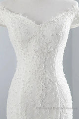 Mermaid Off-The-Shoulder Bride Gown Long Wedding Gown With Lace