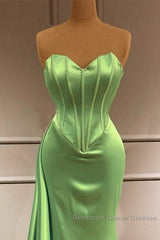 Mermaid Sage Green Corset Satin Semi Formal Prom Dresses