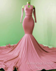 Mermaid Satin Cold Shoulder Semi Formal Prom Dresses