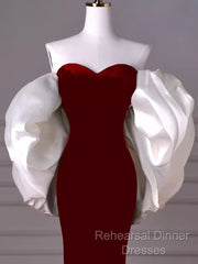 Mermaid Strapless Red Semi Formal Prom Dress Long Party Dresses