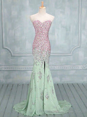 Mermaid Sweetheart Neck Colorful Long Prom Dresses, Formal Dresses