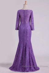 Mermaid V Neck 3/4 Length Sleeve Lace Floor Length Mother Of The Bride Dresses