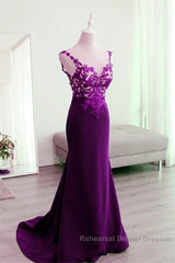 Mermaid V Neck Semi Formal Prom Dresses Lace Open Back