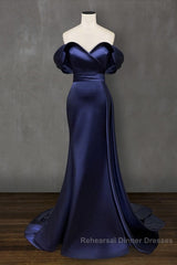 Mermaid Violet Semi Formal Prom Dresses Off The Shoulder