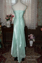 Mint Vintage Spaghetti Strap Chiffon Long Semi Formal Prom Dress