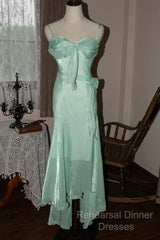 Mint Vintage Spaghetti Strap Chiffon Long Semi Formal Prom Dress