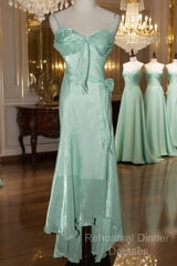 Mint Vintage Spaghetti Strap Chiffon Long Semi Formal Prom Dress