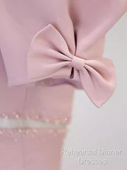 Modest A Line Short Sleeves Long Pink Semi Formal Prom Dress