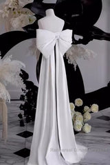 Modest A Line Strapless Long Sleeveless Satin Black Semi Formal Prom Dresses