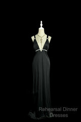 Modest A Line Straps Black Satin Long Semi Formal Prom Dress Party Dress