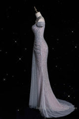 Modest Mermaid Off The Shoulder Sequin Long Semi Formal Prom Dresses Formal Graduation Party Dress Evening Dress
