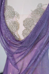 Noble Purple Mermaid Gown - Glitter Rhinestone Tulle Semi Formal Prom Dress For Special Ocassions
