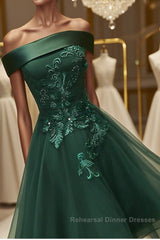 Off Shoulder Green Lace Floral Semi Formal Prom Dresses, Short Green Lace Homecoming Dresses, Green Formal Evening Dresses