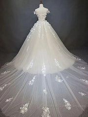 Off Shoulder Lace Long Semi Formal Prom Wedding Dresses