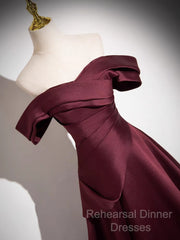 Off The Shoulder A-Line Satin Ruched Floor Length Semi Formal Prom Dress