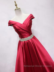 Off the Shoulder Burgundy Long Semi Formal Prom Dresses, Off Shoulder Wine Red Formal Evening Dresses