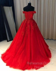 Off The Shoulder Lace Red Semi Formal Prom Dresses A Line Sequin Evening Gowns