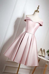 Off The Shoulder Pink Homecoming Dresses Short Semi Formal Prom Dresses, Off Shoulder Graduation Dresses, Formal Dresses, Evening Dresses