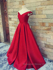 Off the Shoulder Red Long Semi Formal Prom Dresses, Red Long Formal Evening Dresses