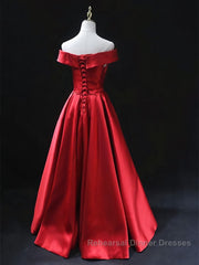 Off the Shoulder Red Long Semi Formal Prom Dresses, Red Off Shoulder Long Formal Evening Dresses