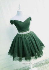 Off The Shoulder Tulle Red Short Semi Formal Prom Dresses Lace Up