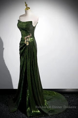 Olive Green Trumpet Mermaid Sequin Semi Formal Prom Dress