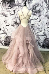 Open Back Dusty Pink Long Semi Formal Prom Dress Simple Semi Formal Prom Dress Long Evening Gowns