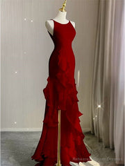 Sexy Scoop Sleeveless Ruffle Mermaid Floor Length Prom Dress
