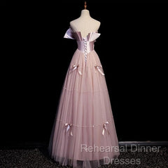 Pink A-Line Strapless Satin Tulle Long Semi Formal Prom Dress Graduation Semi Formal Prom Birthday Dress