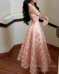 Pink A-Line Vintage Butterfly Embroidered Satin Semi Formal Prom Dress Birthday Dressed01772