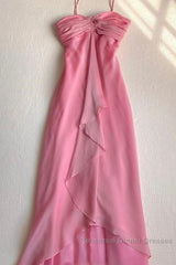 Pink Sheath Long Semi Formal Prom Dresses Sweet Formal Party Dress