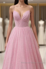 Pink Shinning Semi Formal Prom Dress, Homecoming Dress ,Formal Dress, Evening Dress, Dance Dresses, Graduation Party Dress
