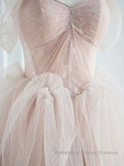 Pink sweetheart tulle long Semi Formal Prom Dresses, pink tulle formal Dresses