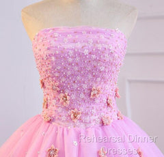 Pink Tulle Ball Gown Sweet 16 Party Dress, Pink Formal Dresses, Quinceanera Dress