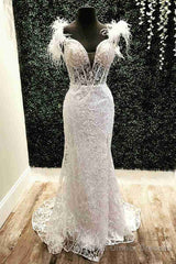Plunging V-Neck Red Feather Shoulder Long Semi Formal Prom Dress Gala Evening Gown