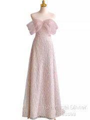 Pretty A Line Off The Shoulder Pink Sequin Long Evening Party Dress Semi Formal Prom Dresses With Beads