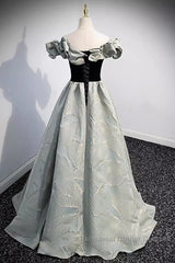 Pretty A Line Off The Shoulder Satin Long Evening Party Dress Semi Formal Prom Dresses