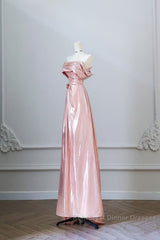 Pretty A Line Off The Shoulder Sequin Pink Long Semi Formal Prom Dresses Evening Gowns